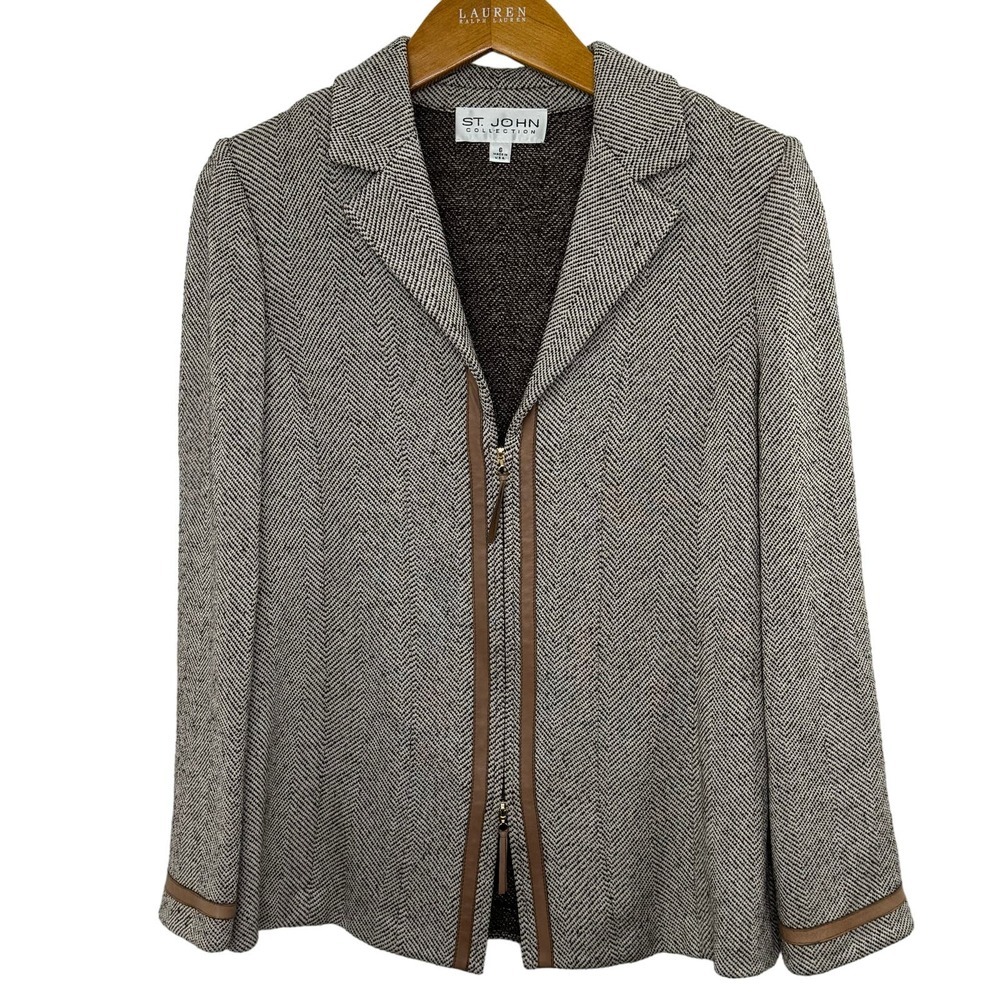 St. John Collection Jacket Tweed Size 6 Brown/Tan